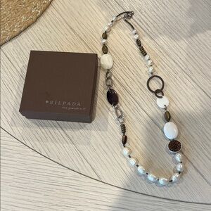 Silpada Pearl and Brown Beaded Necklace